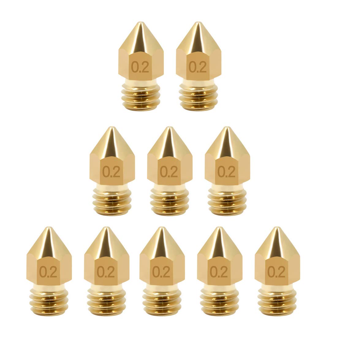 Andux 10 Pcs 3D Printer Accessories Print Nozzle Pointed Brass Nozzle DYJPZ-01(0.2mm)