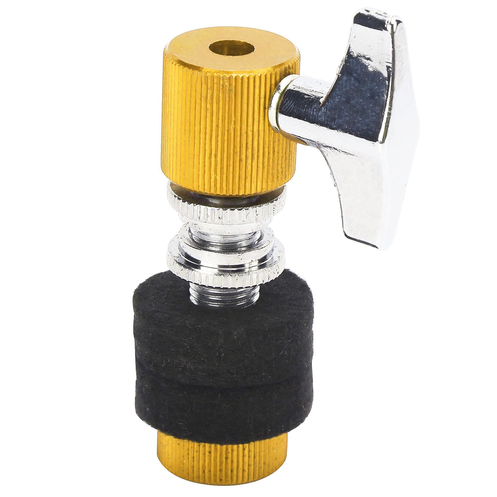 Hi‑Hat Clutch Aluminum Alloy Jazz Drum Cymbal Rack Holder Hi-Hat Stand Post Jazz Drum Clutch Instrument Playing Accessories with Self-Locking Knob(yellow)