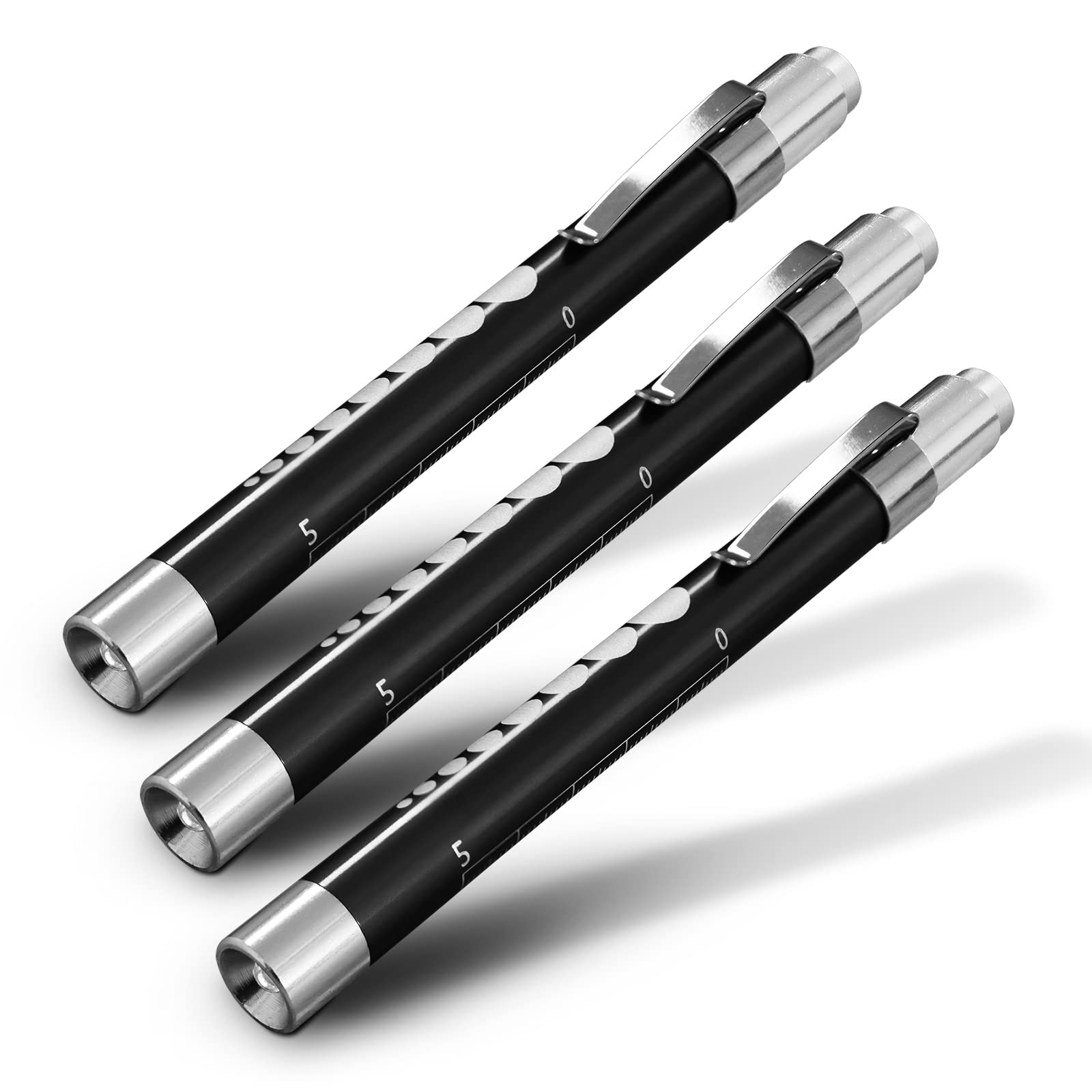RE-GEN Doctors Nurses Reusable Aluminium LED Pen Light Diagnostics Inspection Penlight Pocket Torch Flashlight (3, Black)