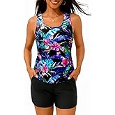 Talisea Tankini Bathing Suits with Shorts - Two Piece Swimsuit for Women with 2 Pockets Boy Shorts Modest Swimwear