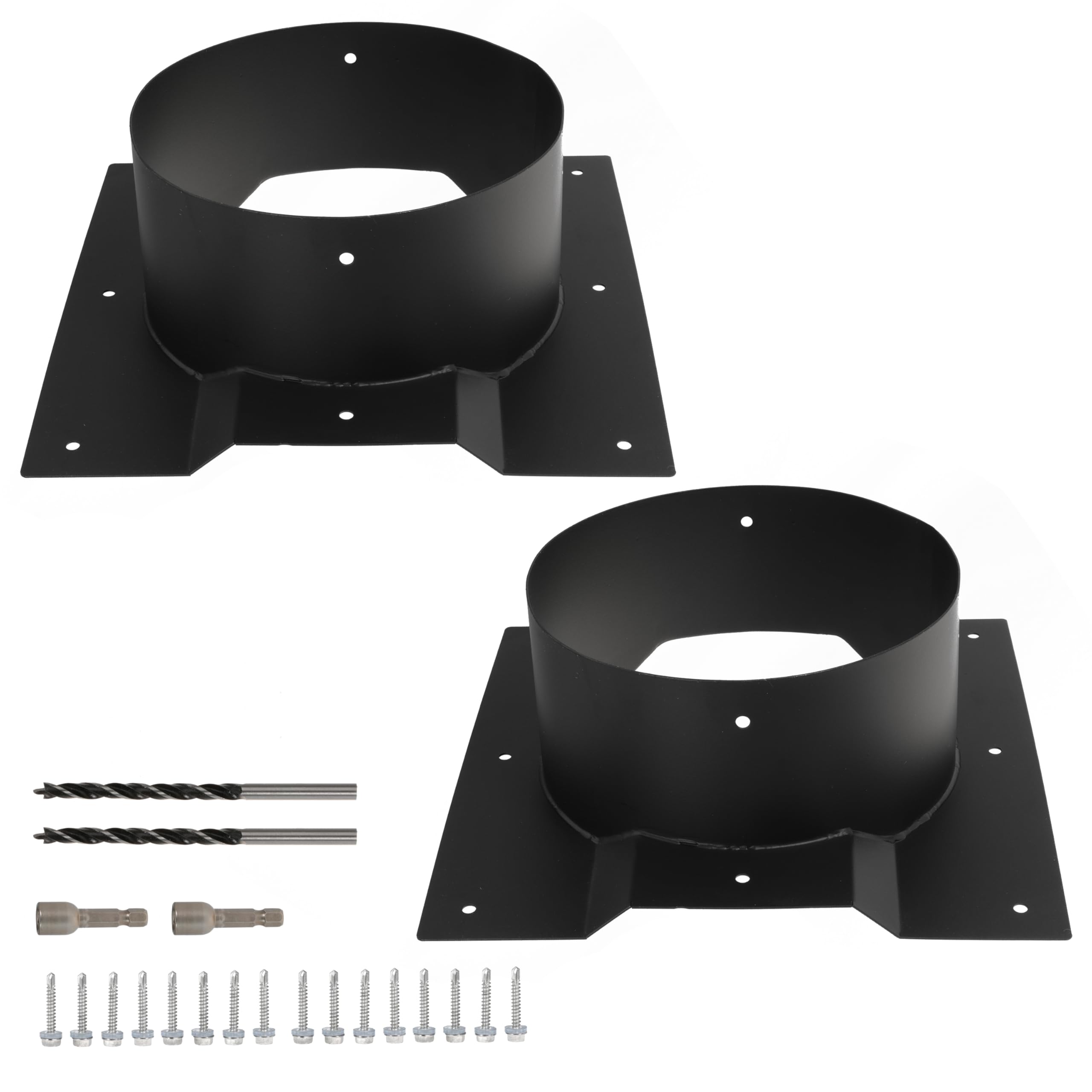 Photo 1 of 8 Inch Shipping Container Roof Vent Adapter 8" for Whirlybird Turbines, Round Chimney Caps and Corrugated Roof Window Vents, 2 Pack, Black