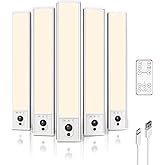 EZVALO 5-Pack Under Cabinet Lighting, 2400mAh Motion Sensor Light, LED Closet Lights Wireless, 3000K Dimmable, Timer, Magneti