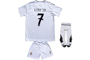 Pitch and Trek Madrid 24/25 Home Kids Soccer Jersey Shirts Football Futbol Socks Gift Set Youth Sizes