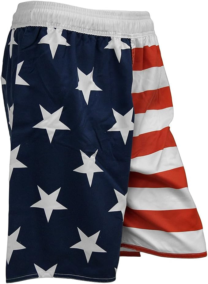 American Flag Mens Swim Trunks (Medium) Clothing