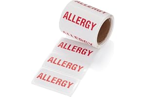 Carstens Medical Stickers – Allergy Alert and Instruction Labels for Medical Charts, White and Red, Roll of 100 Patient Chart Labels, W1.5" x H.75"
