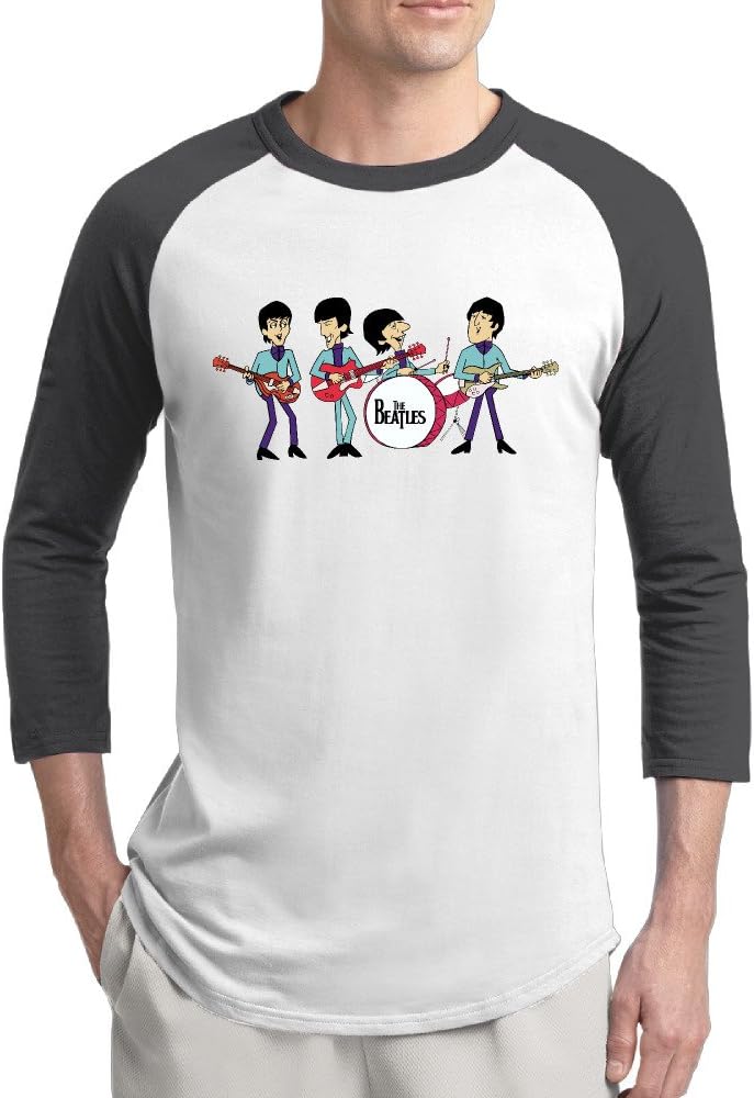 TNJE Men's The Beatles Long Sleeve Baseball Raglan Shirt Red