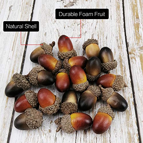 HANGNUO 140PCS Natural Pine Cones and Artificial Acorns for Crafts Ornaments Fall Thanksgiving Christmas Vase Filler Farm House Decoration