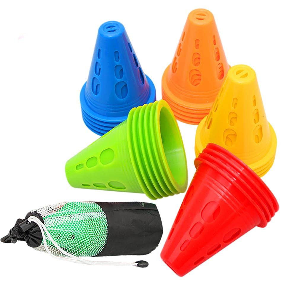 BTSEURY 2.95 Inch High Mini Traffic Cones,30Pcs Stackable Small Road Cones For, 5 Bright Colours Mini Sports Cones For Indoor Outdoor