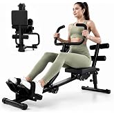 Sportneer Foldable Hydraulic Rowing Machine, 12-Level Home Gym Rower, Black | Multi Functional Row Machine with Transport Casters, Backrest, and 297lbs Max Weight Load