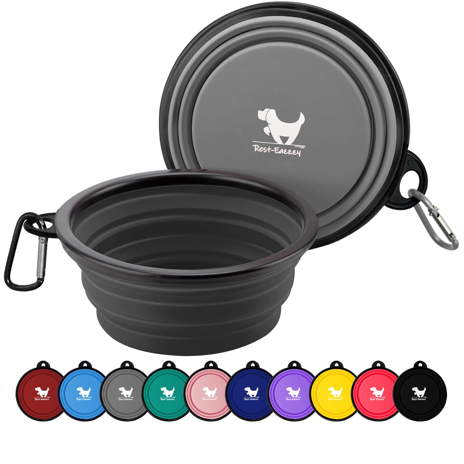 Photo 1 of Rest-Eazzzy Large Collapsible Dog Bowls 1000 ml, 2-Pack Dog Portable Water Bowl for Dogs Cats Pet Foldable Feeding Watering Dish for Traveling Camping Walking with 2 Carabiners, BPA Free