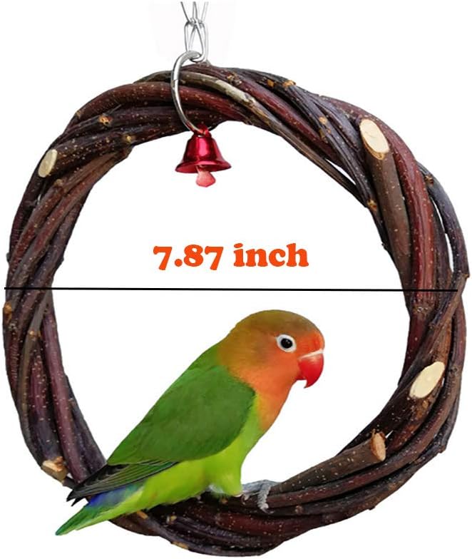 Climbing Hanging Toys Bird Chewing Branch Natural Swing Bird Round Qbleev Cage Parakeets Conures Lovebirds Parrots Small For Stands Play Perch Parrot Swings Cages Accessories Cheap Www Klevering Com