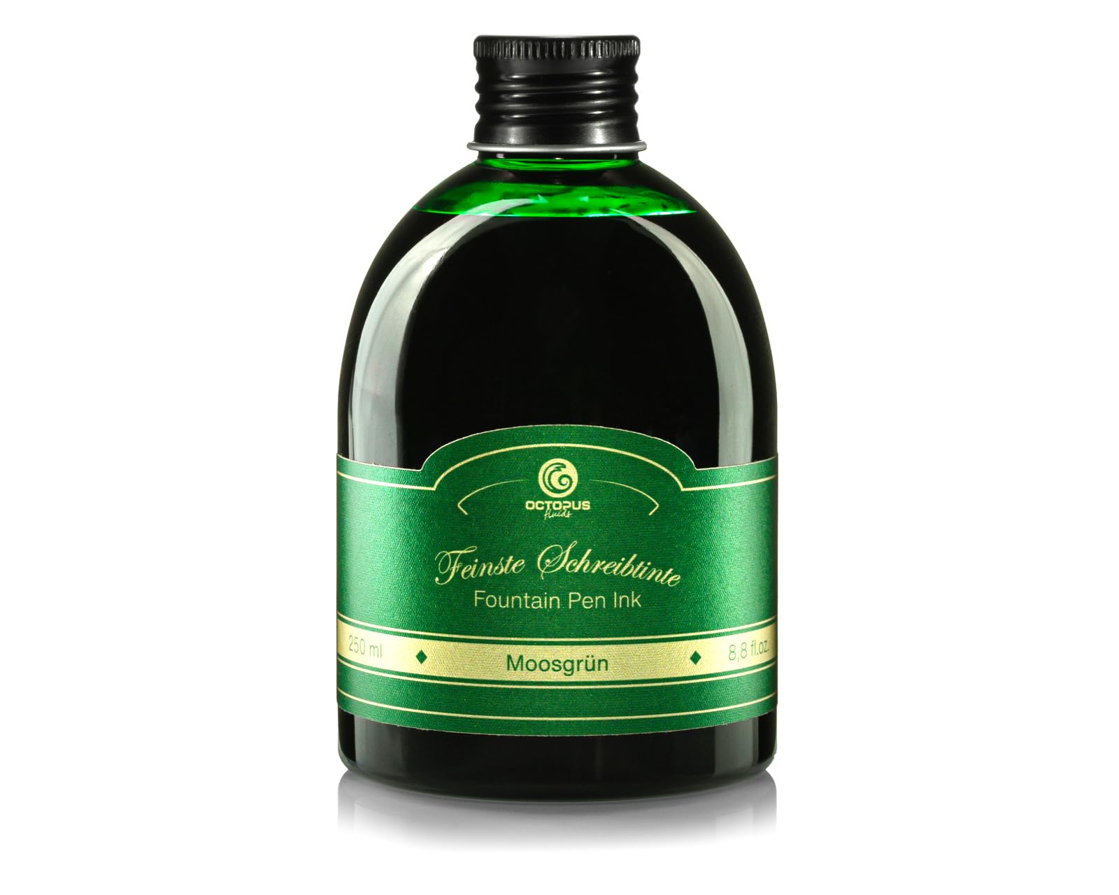 Octopus Fountain pen ink in practical refill bottle, writing ink for fountain pen, fountain pen ink, calligraphy ink in Moss Green 250ml