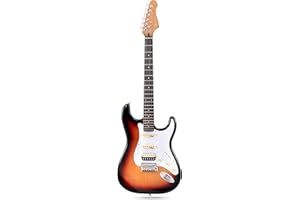 Fesley 39" Electric Guitar:Solid Body Electric Guitars for Intermediate &Pro Players with Wilkinson Pickups,Grover Tuners,6 String Guitar with Roasted Maple Neck,Single Coil Split System,Sunburst