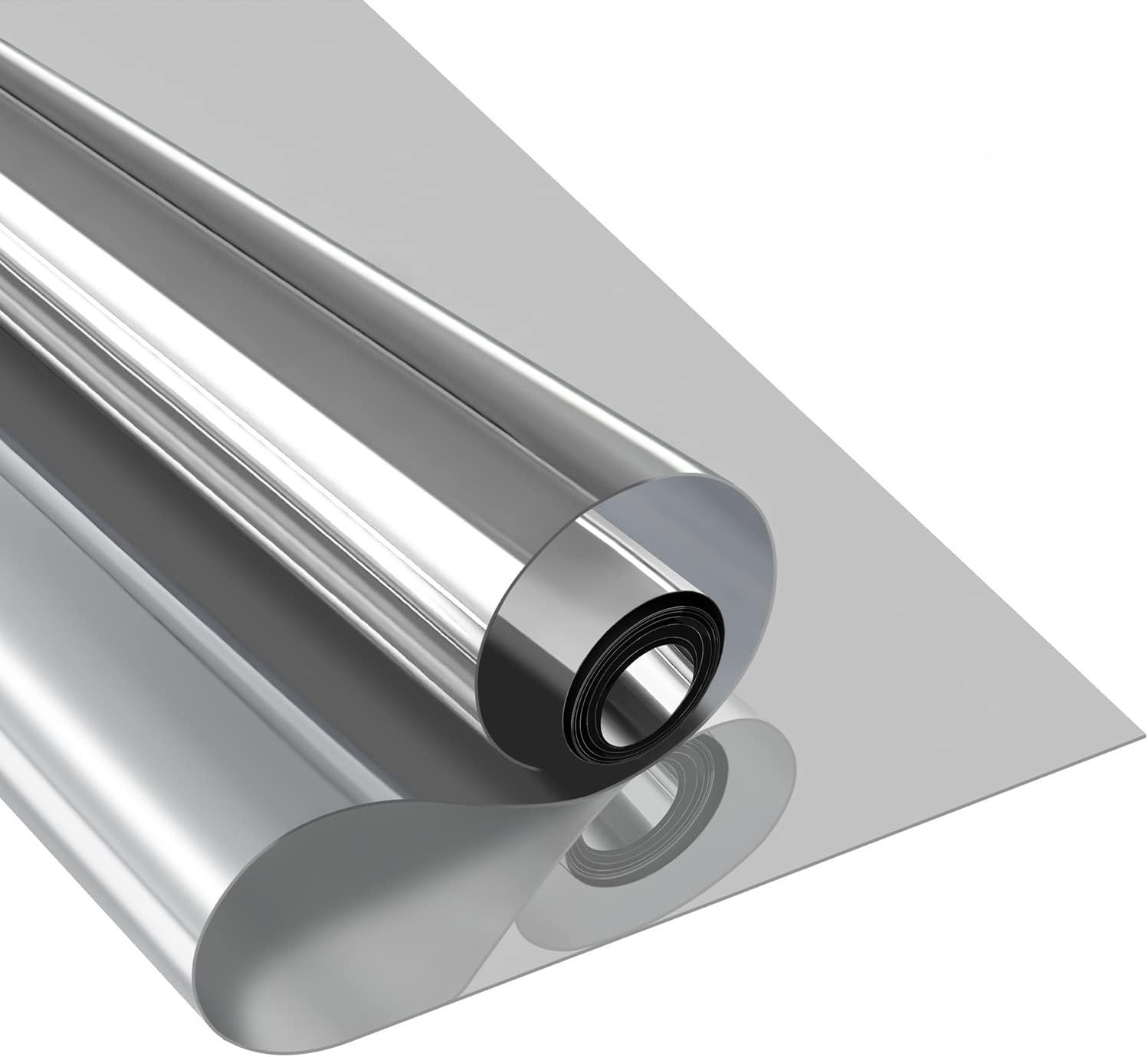 One Way Window Film Privacy Film for Glass Windows, Static Cling Reflective Window Film Anti Uv, Mirror Window Tint Film Privacy for Home Office - Silver 90 * 400cm