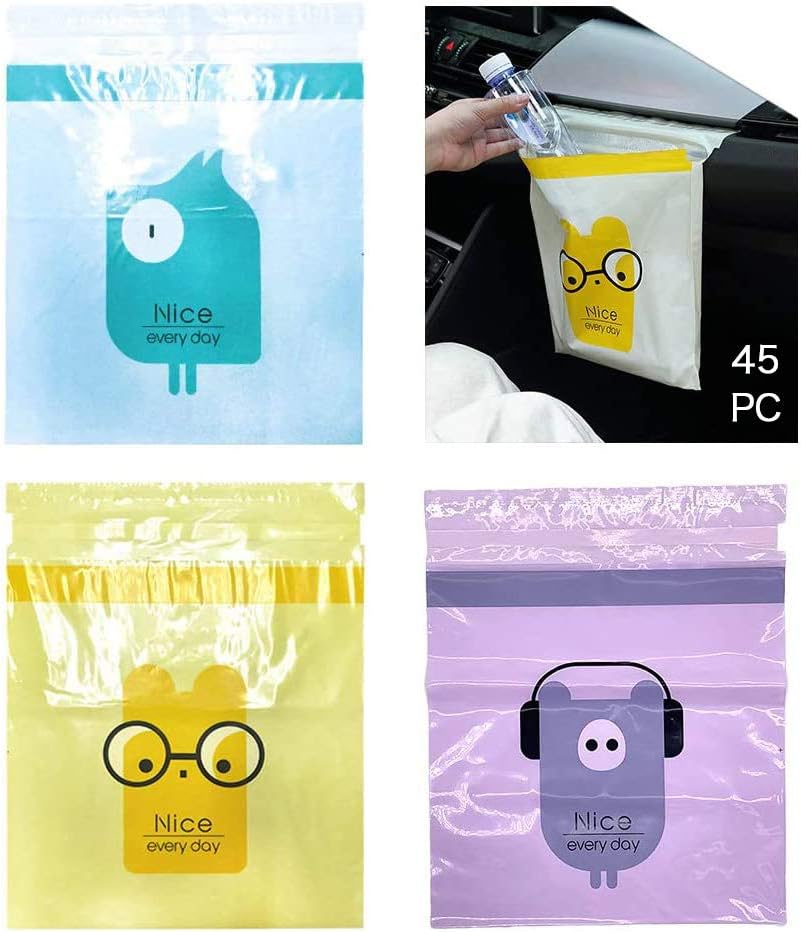 45PCS Car Garbage Bag, Disposable Auto Trash Bags for Litter Large Capacity Leak-Proof Portable Convenient Bin for Car Office and Home