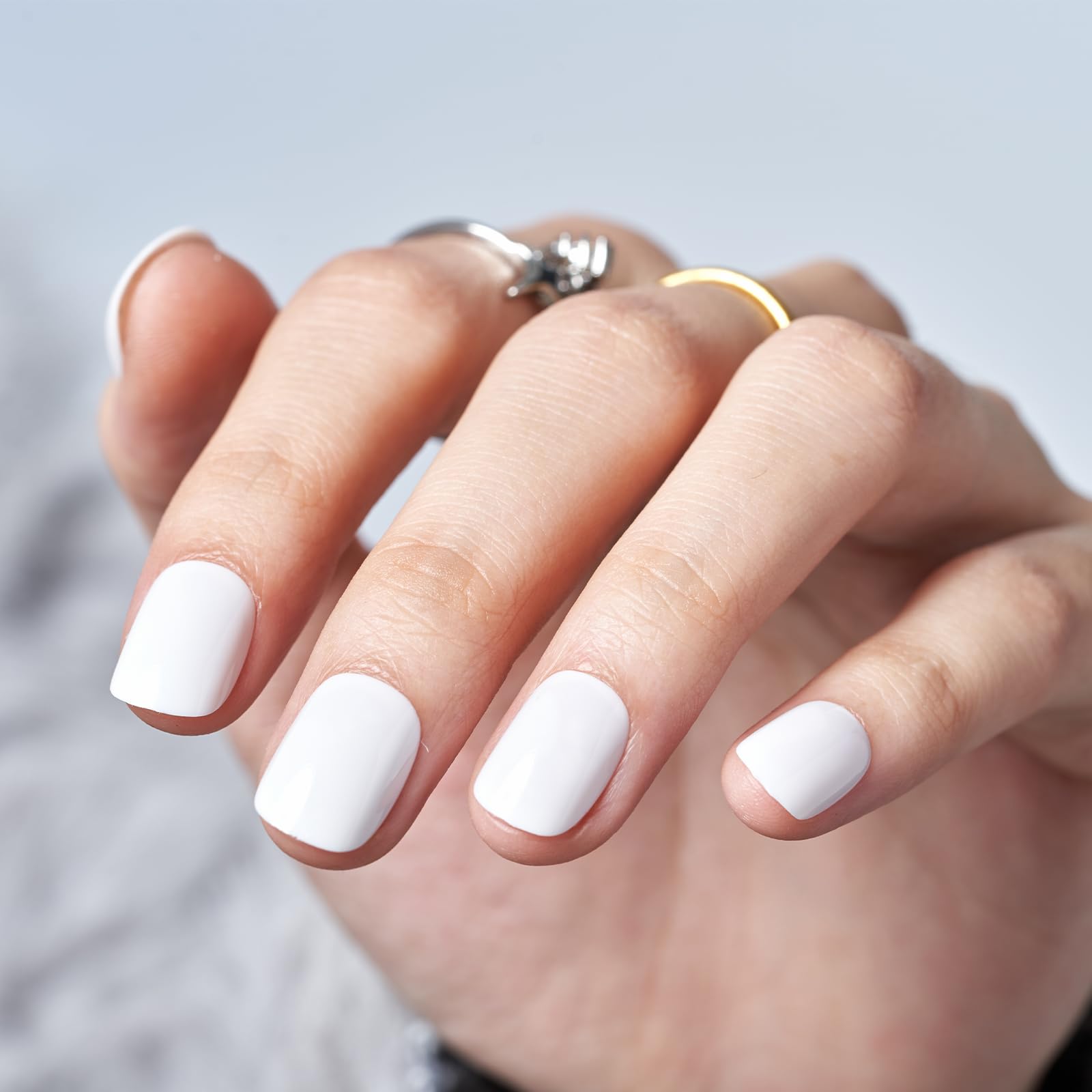 GLAMERMAID Press on Nails Extra Short Squoval, Spring Summer Milky White White Gel Glue on Nails, 24Pcs Glossy Round Reusable UV Finish Fake Nails Acrylic False Nails Manicure Kits for Women - Image 8