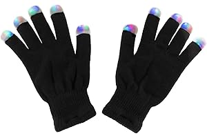 Super Z Outlet Black Knit Gloves LED Strobe Fingertips with 3 Colors for Light Shows, Raves, Concerts, Disco, Festival, Party Favors (1 Pair)