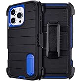 Phone Cases for iPhone 16 Pro Max Case Black with Belt Clip,3 Layers of Sturdy,Military Grade Shockproof ProMax Holster Protective Cases for Heavy Duty iPhone 16 Pro Max Phone Case Black Blue