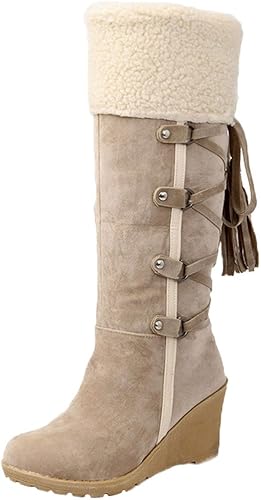 Minetom Femme Hiver Bottines Chaud Peluche Bottes De Neige Coton Rembourre Talons Compenses Chaussures Amazon Fr Chaussures Et Sacs