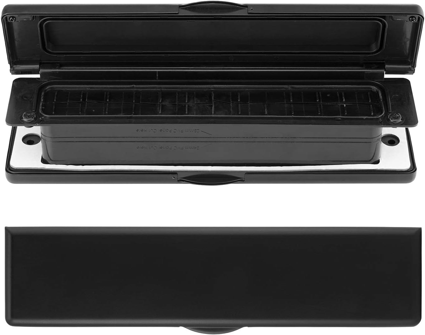 XFORT® 12 Inch Letterplate for Wooden, Metal, uPVC and Composite Doors, Letterbox Plate with Black Powder Coat Finish, Unique Frameless Design for an Elegant Modern Touch for Your Front Door.