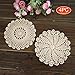 Elesa Miracle 7 Inch 4pc Handmade Round Crochet Cotton Lace Table Placemats Doilies Value Pack, Mix, Beige (4pc-7 Inch Beige)