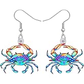LONYOO Acrylic Cute Crab Earrings Sea Animal Dangle Ocean Summer Jewelry Gifts for Women