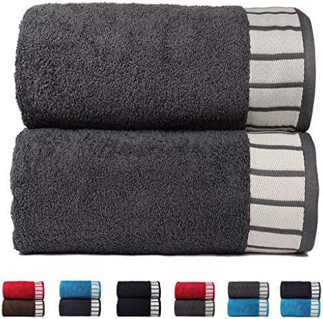 Trident His & Her 550 GSM 2 Pack Cotton Bath Towel Set - Grey