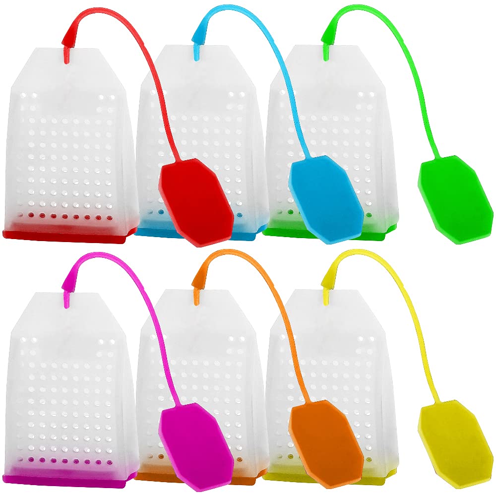 FineGood 6 Pack Silicone Tea Infuser, Reusable Safe Loose Leaf Tea Bags Strainer Filter with Six Colors
