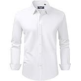 Alimens 
Gentle Men
s Dress Shirt Regular Fit Stretch Stain Shield Long Sleeve Solid Business Wedding Button Down Shirts