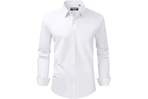 Alimens & Gentle Men's Dress Shirt Regular Fit Stretch Stain Shield Long Sleeve Solid Business Wedding Button Down Shirts