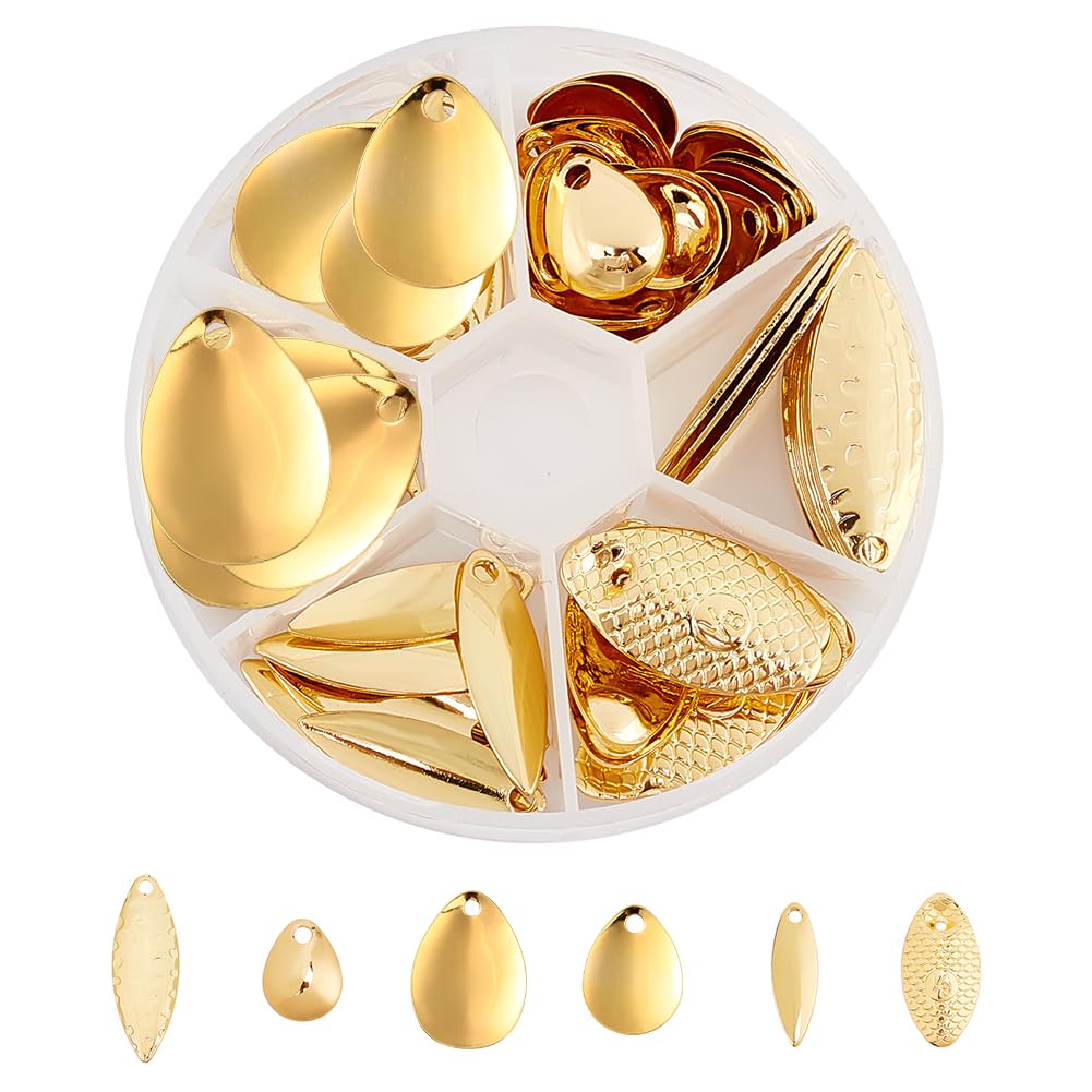 SUPERFINDINGS 80pcs 6 Sizes Fishing Spoons Blades Spinner Fishing Lures Spoons Spinner Baits Fish Treble for Hard Lures Worm Spinner Baits Spoons Rigs Making