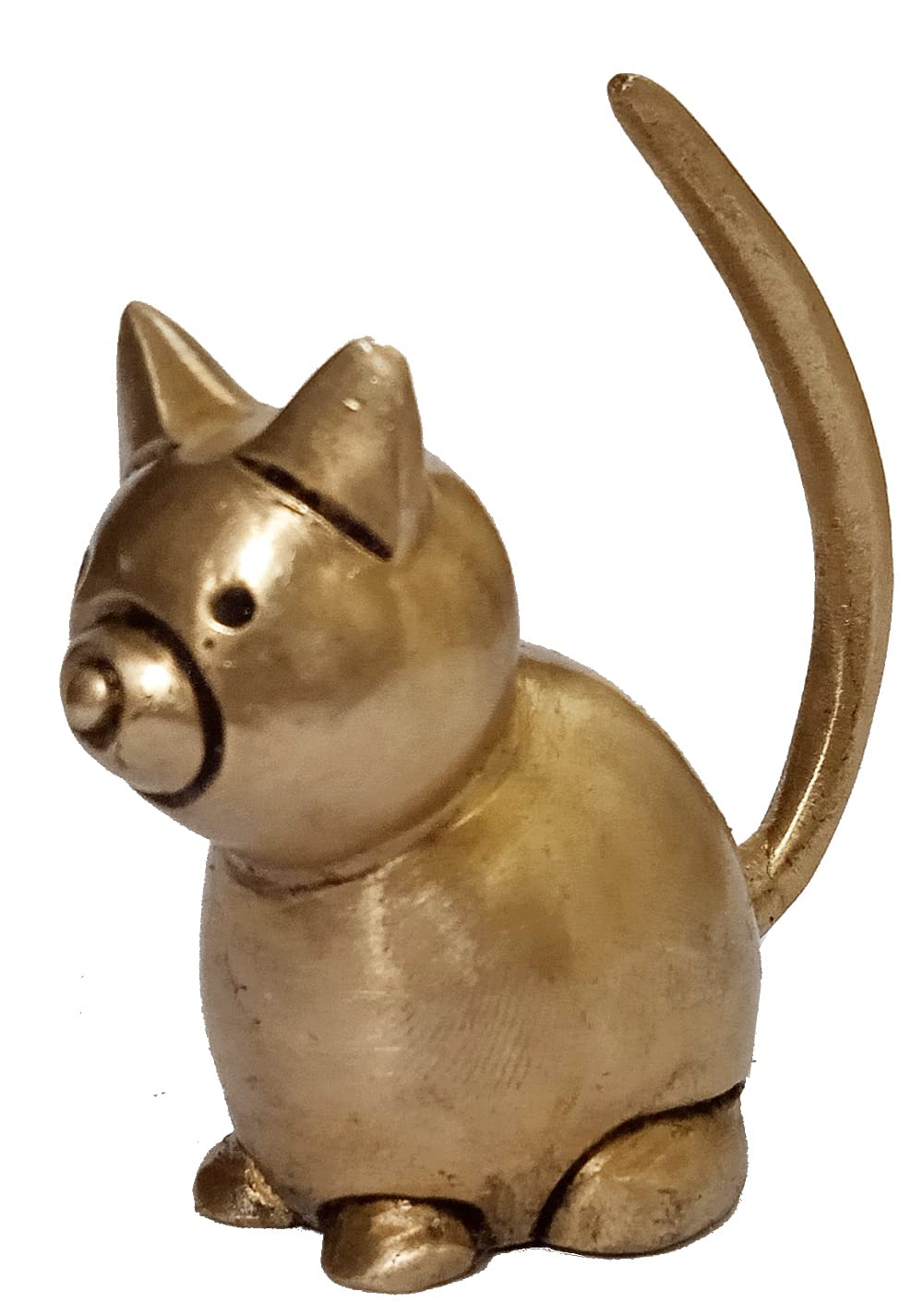 Purpledip Brass Statue Cat: Collectible Mini Statue, Clean Solid Cut Adorable Showpiece (12504)