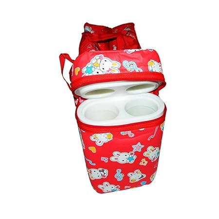 KIDZVILLA Multi Purpose Waterproof Mother Maternity Travelling Baby Diaper Bag with 2 Bottle Warmer Holders (Red)