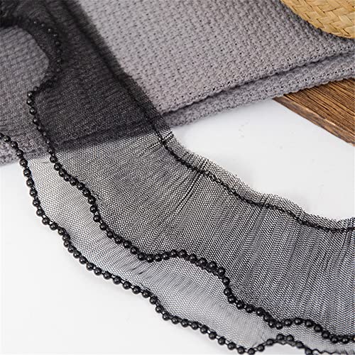 JekyTMP 2Yards 8CM Doble Capa Malla Encaje Encaje Negro para todas las Ocasiones con Estilo Francés y Patrón Floral Ideal para Ropa, Decoración del Hogar y Accesorios