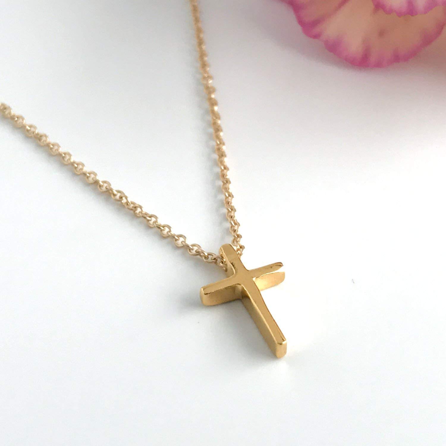 Gold cross necklace dainty Clearance