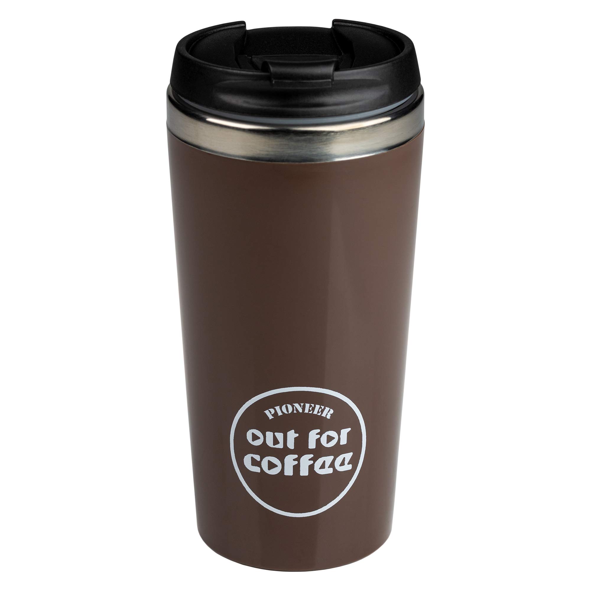 Pioneer ‘Out For Coffee’ Reusable Stainless Steel Travel Coffee Mug 420 ML – Brown, CMG420BR