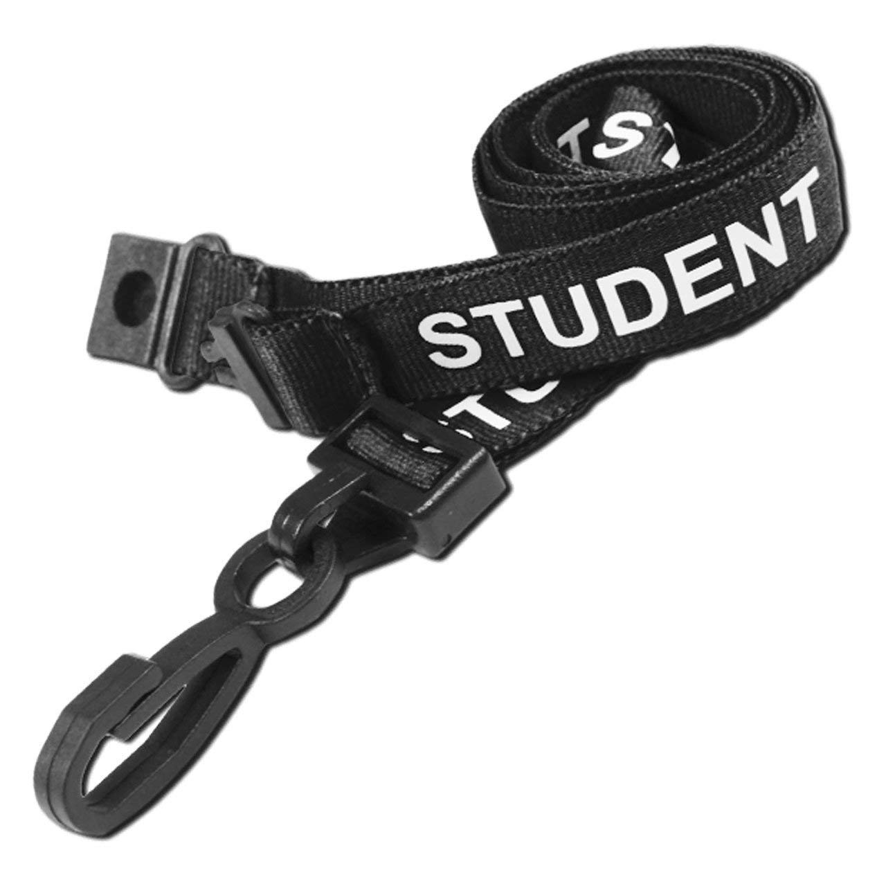 100 Black pre-Printed Student Safety Breakaway lanyards