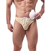 Summer Code Men's Swim Briefs Solid Bikini Padded Swimsuit Low Waist Swimwear with Adjustable Strings