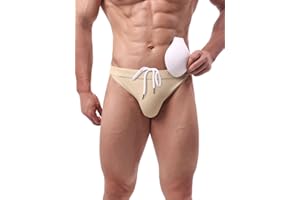 Summer Code Men's Swim Briefs Solid Bikini Padded Swimsuit Low Waist Swimwear with Adjustable Strings