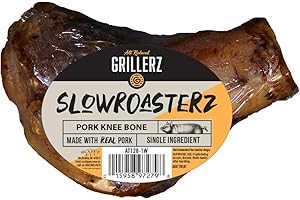 Grillerz Pork Knee Bone, 1 Count, Rawhide Free, All Natural Treat for All Breeds, High Protein, Long Lasting, Easy to Digest, For Adult Life Stage, Dog Chew for Healthy Teeth