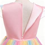 URAQT Unicorn Costume for Girls Pink Yellow 140cm Dress Necklace Headband view 5