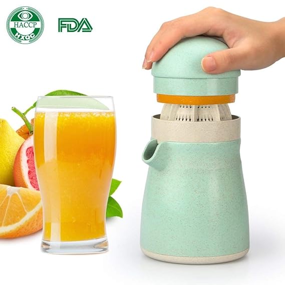 Funria Zitronenpresse Orangenpresse Manuell Zitruspresse, BPA-Frei Spülmaschinenfest Hergestellt aus Biologisch Abbaubarem We