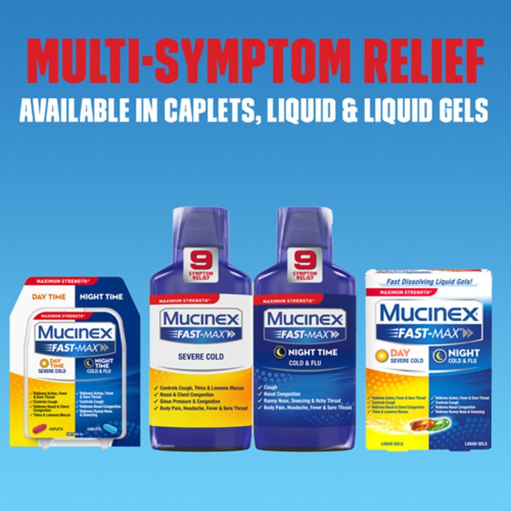 Mucinex Fast-Max Max Strength, Day Severe Cold & Night Cold & Flu Liquid Gels, 24ct: Health & Personal Care