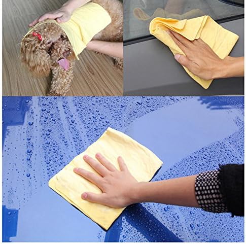 2-Pack Ultra Absorbent Soft Magic Synthetic Chamois Car Cleaning dry hair towel Pet Wash Cloth Sponge with storage case