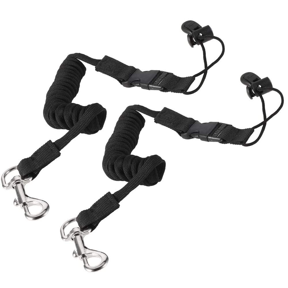 POFET 2PCS Kayak Paddle Leash Fishing Rod Leash Universal 21”-61” Black