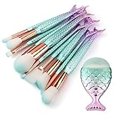 TrimakeShop 11PCS Mermaid Face Make Up Brushes Set Foundation Powder Cream Blush Cosmetic Concealer Oval Brush