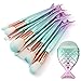 TrimakeShop 11PCS Mermaid Face Make Up Brushes Set Foundation Powder Cream Blush Cosmetic Concealer Oval Brush