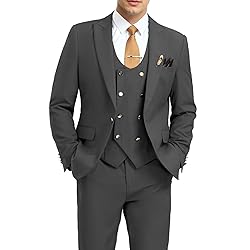 Aowdoy Men's Suits 3 Piece Slim Fit Tuxedo Suit One