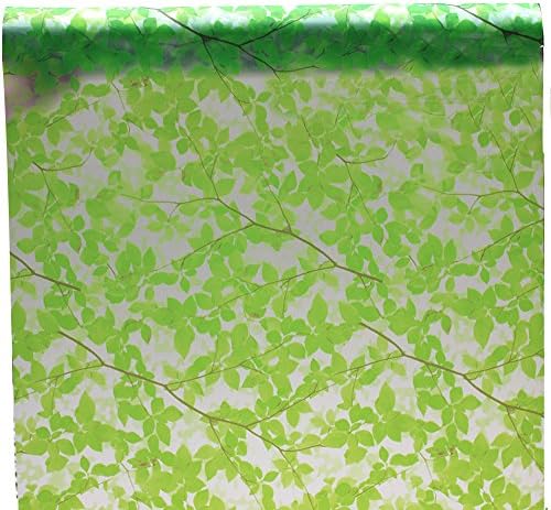 90X200cm Frosted Privacy Glass Film Static With Glue Cling Window Film Green Leaves Frosted Stained Glass Stickers