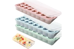 3 Pack Ice Cube Trays Easy Release Silicone Ice Trays with Lids and Bins Make 72 Cubes Stackable Ice Cube Molds for Freezer D